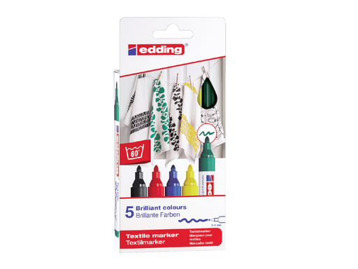 [QUA-45005B] Textielstift Edding 4500 2-3mm geassorteerde basiskleuren (5)