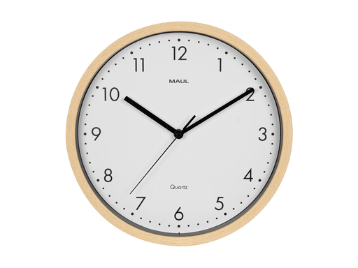 [TIM-9051470] Wandklok Grain MAUL quartz diameter 31 cm kunststof kader licht hout