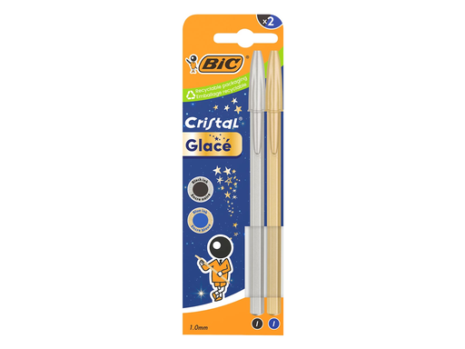 [TIM-302546] balpen Bic Cristal Glacé goud en zilver (2)