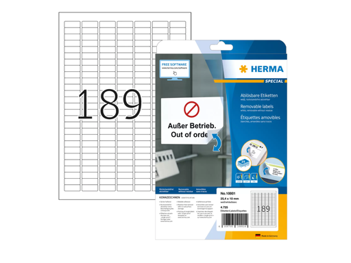 [HER-10001] Etiketten Herma 189 etik/bl 25.4x10mm wit afneembaar (25) 