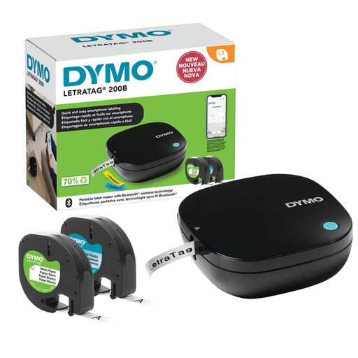 [DYM-2179979] Labelprinter Dymo LetraTag 200B draagbaar bluetooth 12mm zwart promopack 