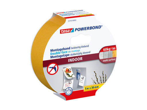 [QUA-55742] Montagetape Tesa Powerbond dubbelzijdig 38mmx5m wit indoor