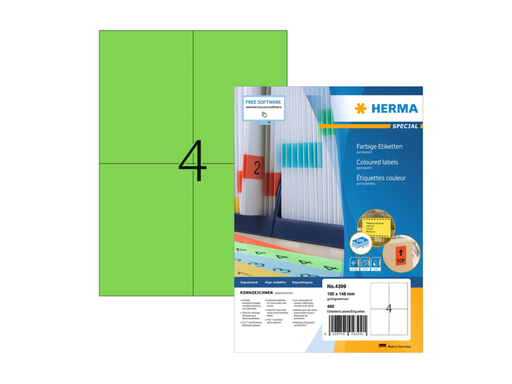 [HER-4399] Etiketten Herma 4 etik/bl 105x148mm groen (100)