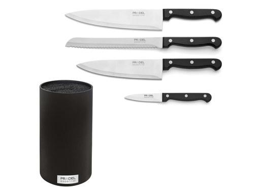 [TIM-9130342] Essentiel messenblok universel Pradel soft touch blok van 4 messen zwart 