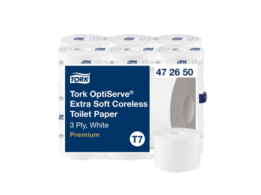 [OND-472650] Toiletpapier Tork T7 Premium Optiserve Coreless 3-laags wit (18)