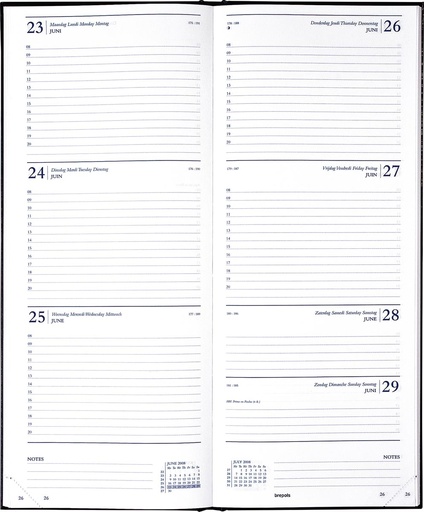 [AGE-131255Z] Agenda Brepols Saturnus Lima 128x330mm viertalig zwart 2026 1 week/2 pagina's
