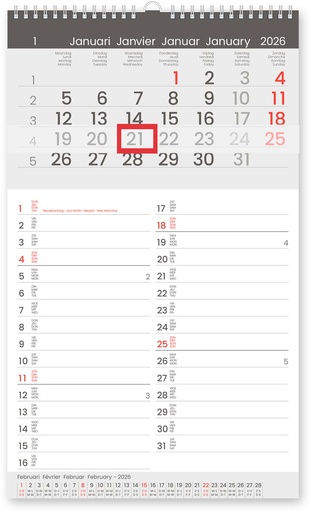 [AGE-330214] Maandkalender Memo-Manager 335x205mm viertalig 2026