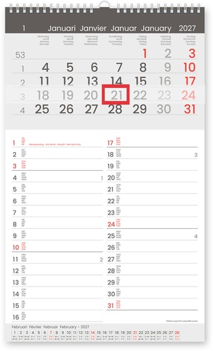 [AGE-330214] Maandkalender Memo-Manager viertalig 2027 