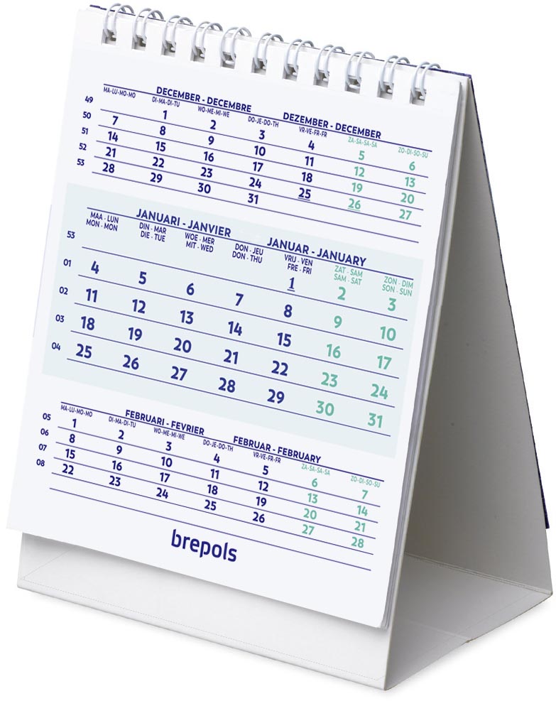 Bureaukalender Brepols 105x130mm verticaal 2025