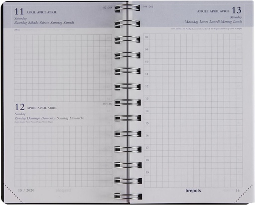 [AGE-414902Z] Agenda Brepols Building Polyprop 100x165mm zestalig zwart 2026 1 dag/pagina