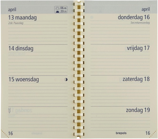 [AGE-7179900] Vulling Brepols voor zakagenda Optivision Pocket Palermo 90x160mm Nederlandstalig 2026 1 week/2 pagina's