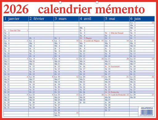 [AGE-202] Kalender Aurora Memento 20 420x330mm FR 2026