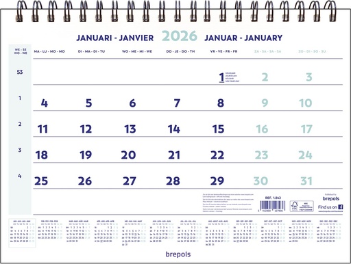 [AGE-842902] Maandkalender Brepols 430x315mm 2026