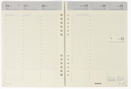 [AGE-510902] Vulling Brepols voor agenda Brefax 7 145x210mm zestalig 2026 1 week/2 pagina's
