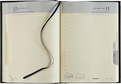 [AGE-224256Z] Agenda Brepols Euro Lima 148x210mm zestalig zwart 2026 1 dag/pagina