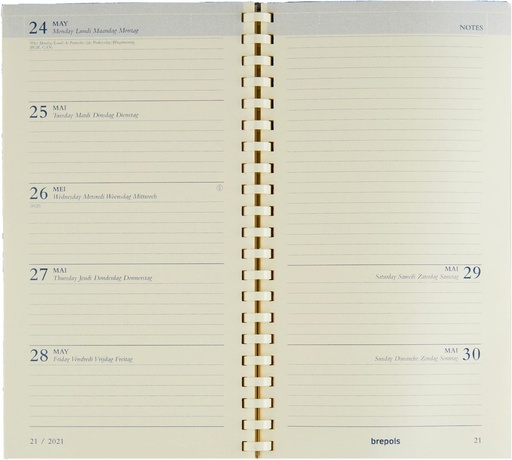 [AGE-716902] Vulling Brepols voor zakagenda Notaplan Genova 89x160mm viertalig 2026 1 week/2 pagina's