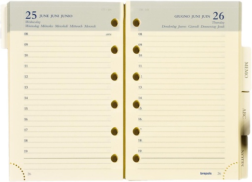 [AGE-430902] Vulling Brepols voor agenda Brefax 21 80x125mm zestalig 2026 1 dag/pagina