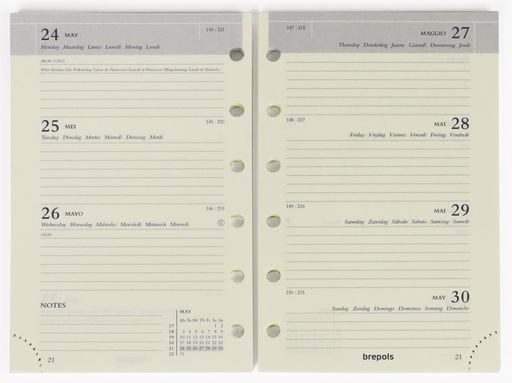 [AGE-470902] Vulling Brepols voor agenda Brefax 27 Ravenna 80x125mm zestalig 2026 1 week/2 pagina's