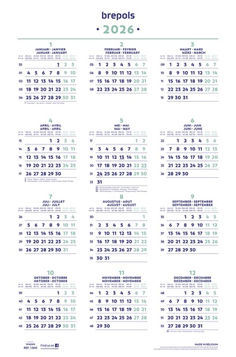 [AGE-840902] Jaarkalender Brepols 400x605mm 2026