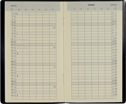 [AGE-604058] Zakagenda Brepols Plan-O-Rama Genova 92x158mm tweetalig assorti 2026 1 maand/2 pagina's