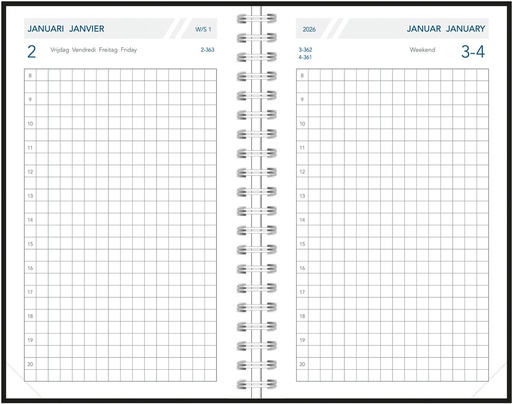 [AGE-1000W] Zakagenda Aurora Technica 10W 105x165mm viertalig assorti 2026 1 dag/pagina