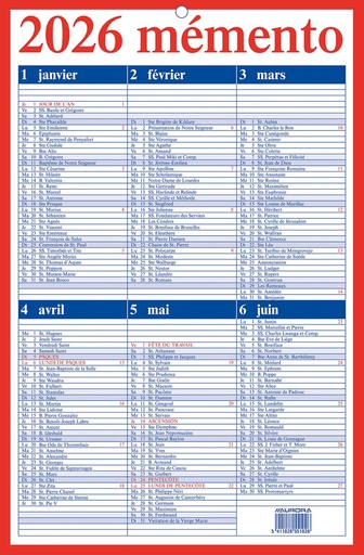 [AGE-102] Kalender Aurora Memento 10 210x330mm FR 2026