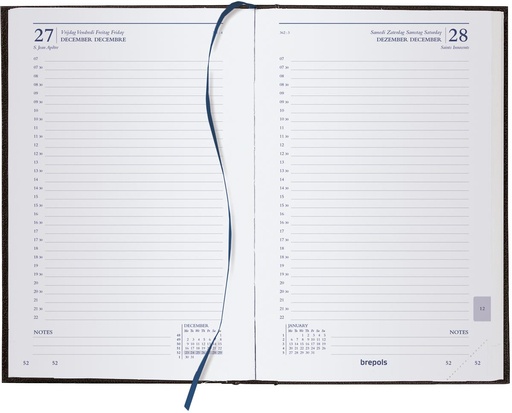 [AGE-216256R] Agenda Brepols Saturnus Lima Luxe 133x208mm viertalig bordeaux 2026 1 dag/pagina