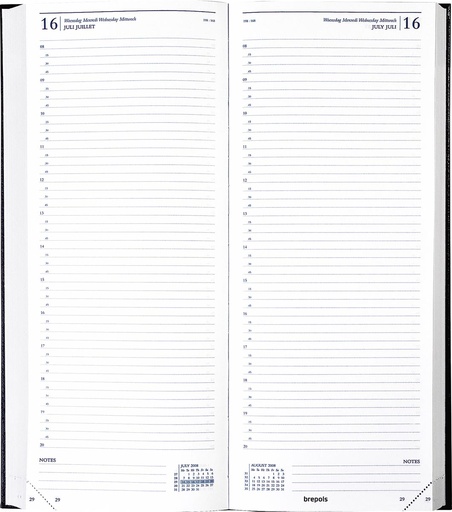 [AGE-101255Z] Agenda Brepols Saturnus Lima 128x330mm lang viertalig zwart 2026 1 dag/2 pagina's