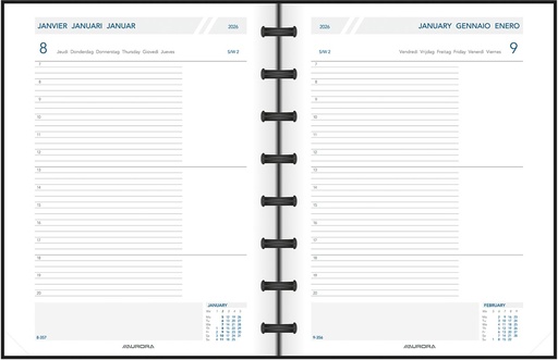 [AGE-8888310] Agenda Adoc Agend-ex Largo Polypro 163x210mm zestalig zwart 2026 1 dag/pagina
