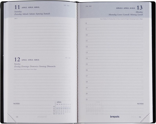 [AGE-516120Z] Agenda Brepols Breform Seta 100x165mm zestalig zwart 2026 1 dag/pagina