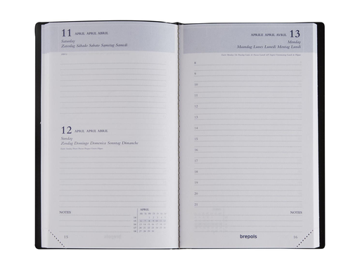 [AGE-516120Z] Agenda Brepols Breform Seta 100x165mm zestalig zwart 2027 1 dag/pagina