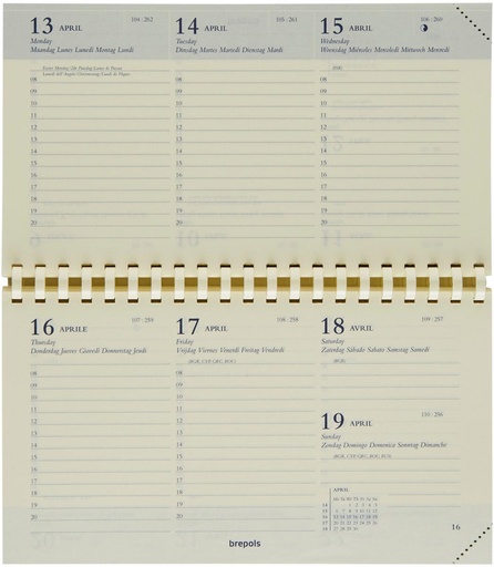 [AGE-738902] Vulling Brepols voor zakagenda Omniplan Genova 89x160mm zestalig 2026 1 week/2 pagina's