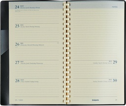 [AGE-716059Z] Zakagenda Brepols Notaplan Genova 89x160mm viertalig zwart 2025 1 week/2 pagina's