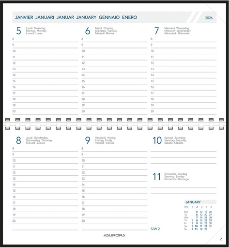 [AGE-A1711P] Zakagenda Aurora Novoplan 17P Alaska 165x90mm zestalig assorti 2027 1 week/2 pagina's