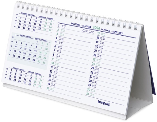 [AGE-851902] Bureaukalender Brepols 210x125mm horizontaal 2026