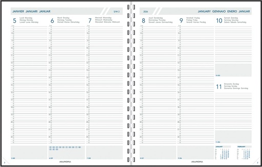 [AGE-A2711P] Agenda Aurora Plan-A-Week 27P Alaska 210x270mm zeventalig assorti 2027 1 week/2 pagina's