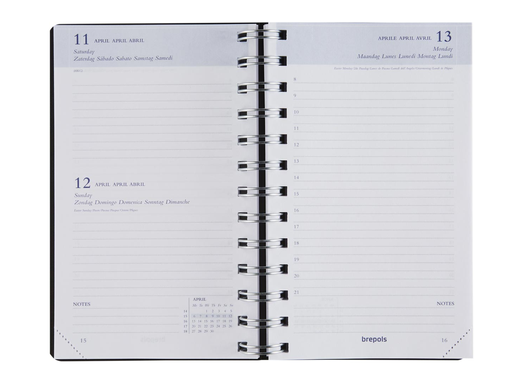 [AGE-516902Z] Agenda Brepols Breform Polyprop 100x165mm zestalig zwart 2027 1 dag/pagina