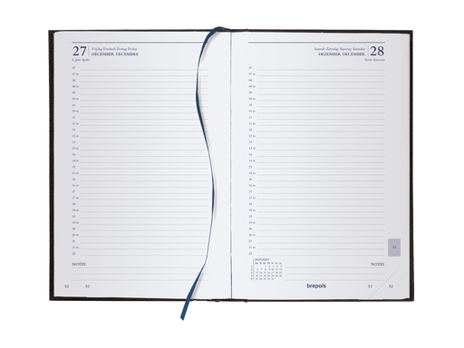 [AGE-216256Z] Agenda Brepols Saturnus Lima Luxe 133x208mm viertalig zwart 2027 1 dag/pagina