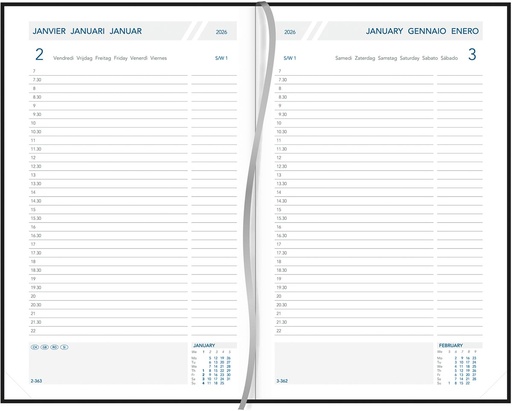 [AGE-A3215] Agenda Aurora Daily 32 Balacron 140x210mm zestalig assorti 2026 1 dag/pagina