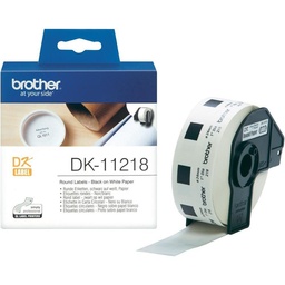 [PTO-DK11218] Label Brother DK-11218 Ø24mm papier zwart op wit (1.000)