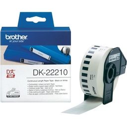 [PTO-DK22210] Label Brother DK-22210 29mmx30,48m papier zwart op wit