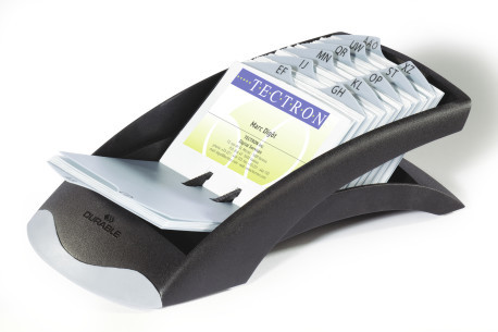 Visitekaarthouder Durable Visifix Desk Vegas met index zwart