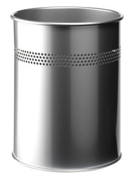[DUR-330023] Afvalbak Durable rond met perforatie 15L 30mm metaal-zilver