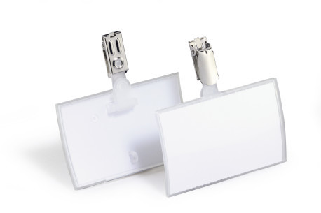 [DUR-821619] Naambadge Durable Click Fold PP 54x90mm met klem transparant (25)