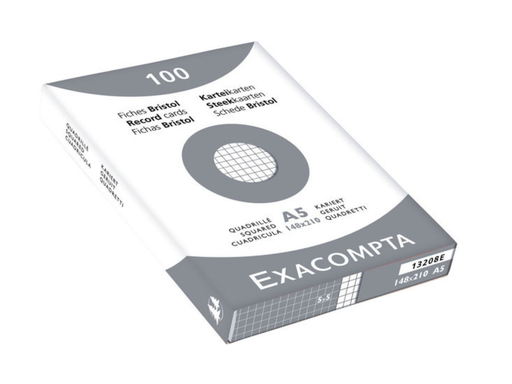 [EXA-13208E] Steekkaart Exacompta 148x210 geruit wit (100)