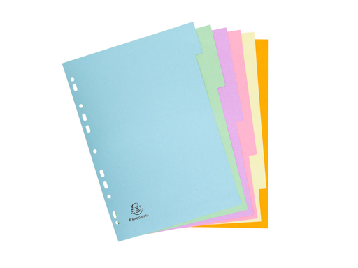 [EXA-1606E] Tabbladen Exacompta gerecycled karton A4 170g 6 tabs 11-gaats assorti