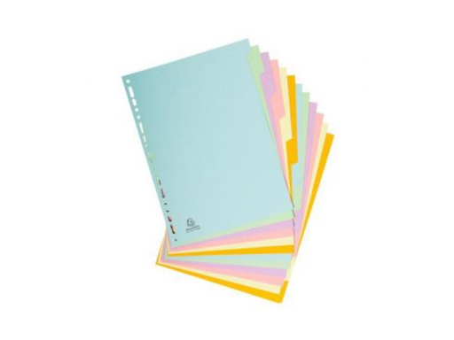 [EXA-1612E] Tabbladen Exacompta gerecycled karton A4 170g 12 tabs 11-gaats assorti