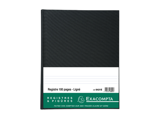 [OUT-6421E] Register Exacompta karton 32x25cm 100blad gelijnd zwart