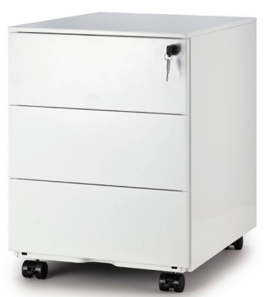 [MUB-LADEBLOK02] Ladenblok op wieltjes Camara metaal 390x520x538mm BxDxH 3 laden wit
