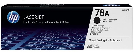 [HP-HPCE278AD] Toner HP Mono Laser 78A DUO LaserJet Pro M1536dnf 2x2.100 pag. BK